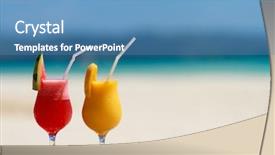  Presentation with mango juice - PPT theme featuring two tropical fresh juices background and a teal colored foreground