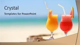  Presentation with mango juice - Slides with two tropical fresh juices background and a light blue colored foreground