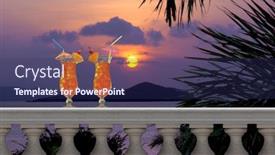  Presentation with sunset drinks - Cool new presentation theme with two-tropical-fruit-drinks backdrop and a navy blue colored foreground