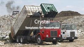  Presentation with garbage truck - Slide set having two trucks unloading garbage background and a gray colored foreground