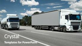  Presentation with tank truck - Amazing presentation design having two trucks with container backdrop and a gray colored foreground