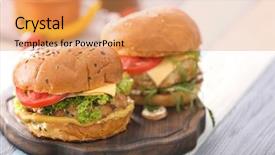  Presentation with wooden board for oktoberfest - Amazing slide deck having two turkey burgers on wooden backdrop and a yellow colored foreground