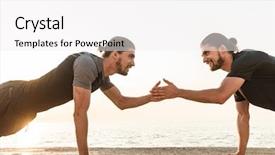  Presentation with two small brothers - PPT layouts featuring two twin brothers doing exercises background and a white colored foreground