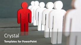  Presentation with malware types - Amazing PPT theme having two-types-of-wooden-persons backdrop and a dark gray colored foreground