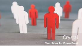  Presentation with wooden - PPT theme with two-types-of-wooden-persons background and a coral colored foreground