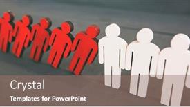  Presentation with wooden - Presentation design enhanced with two-types-of-wooden-persons background and a coral colored foreground