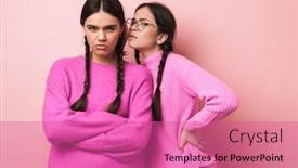  Presentation with upset - Slides enhanced with two-upset-cute-teenage-girls background and a coral colored foreground