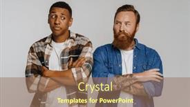  Presentation with upset - Slide set with two-upset-male-friends-frowning background and a coral colored foreground