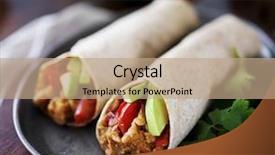  Presentation with lentils - Audience pleasing PPT layouts consisting of two vegan burritos with avocado backdrop and a coral colored foreground