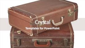  Presentation with cases - Cool new PPT layouts with two vintage suit cases isolated backdrop and a tawny brown colored foreground