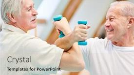  Presentation with rehabilitation - Slides consisting of two-vital-seniors-competing background and a coral colored foreground