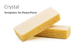  Presentation with wafers - Slide set enhanced with two wafers with a lemon vanilla cream macro isolated on white clipping path background and a white colored foreground
