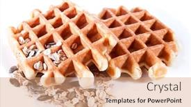  Presentation with waffles - Audience pleasing presentation theme consisting of two waffles from integral wholegrain on plate backdrop and a coral colored foreground