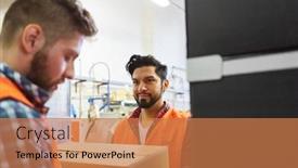  Presentation with warehouse - Amazing presentation theme having two-warehouse-clerks-with-cardboard backdrop and a coral colored foreground