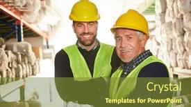  Presentation with warehouse logistics - Beautiful slides featuring two-warehouse-workers backdrop and a tawny brown colored foreground