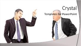 Presentation with business communication - PPT layouts having two way communication - angry business colleagues background and a white colored foreground