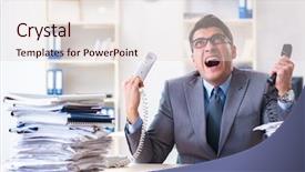  Presentation with call center reporting - Slides having two way communication - desperate sad employee tired background and a lemonade colored foreground