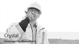  Presentation with walkie talkie - Audience pleasing slide set consisting of two way radio - happy supervisor using walkie-talkie backdrop and a light gray colored foreground