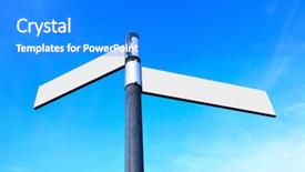  Presentation with road signs - Presentation theme consisting of two way street - blank white road signs background and a cobalt blue colored foreground