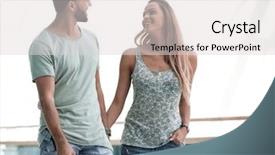  Presentation with old couple walking - Slides consisting of two way street - modern loving couple walking together background and a  colored foreground