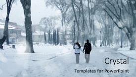  Presentation with walking - Amazing presentation theme having two way street - young man and woman couple backdrop and a  colored foreground