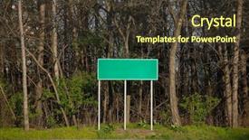  Presentation with two way street sign - Slides consisting of two way street sign - blank roadsign at a crossroads background and a tawny brown colored foreground