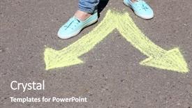  Presentation with two way street sign - Presentation enhanced with two way street sign - female feet making choice background and a gray colored foreground