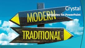  Presentation with traditional - PPT theme with two way street sign - modern - traditional signpost background and a  colored foreground