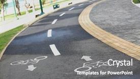  Presentation with road bike in mountains - Audience pleasing theme consisting of two way street sign - special road for biking backdrop and a gray colored foreground