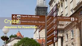  Presentation with smoking ban - Beautiful presentation theme featuring two way street sign - zagreb guidepost at ban jelacic backdrop and a tawny brown colored foreground