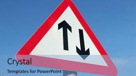  Presentation with traffic road - Beautiful presentation design featuring two way traffic ahead sign backdrop and a light blue colored foreground