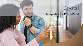  Presentation with web workshop - Slides enhanced with two-web-designers-evaluating-project background and a light gray colored foreground