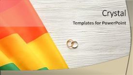  Presentation with gay rainbow flag - Cool new PPT layouts with free civilization - two wedding rings and rainbow backdrop and a sky blue colored foreground