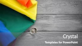  Presentation with gay rainbow flag - Amazing PPT theme having free civilization - two wedding rings and rainbow backdrop and a gray colored foreground