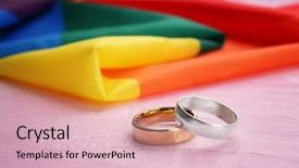  Presentation with gay rainbow flag - PPT layouts with free civilization - two wedding rings and rainbow background and a lemonade colored foreground