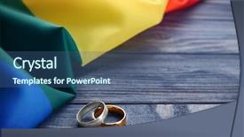  Presentation with gay rainbow flag - Cool new slide set with free civilization - two wedding rings and rainbow backdrop and a ocean colored foreground