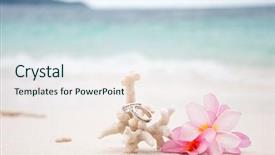  Presentation with wedding rings - Audience pleasing slide set consisting of two wedding rings on coral backdrop and a sky blue colored foreground