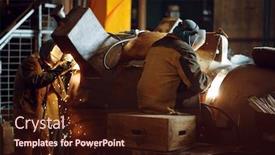  Presentation with welding - Slide set with two-welder-in-masks-works background and a wine colored foreground