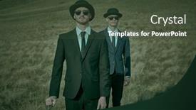  Presentation with surrealist - Theme with two-well-groomed-gentlemen background and a tawny brown colored foreground