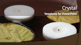  Presentation with white candles - Slide set featuring two white candles floating background and a wine colored foreground