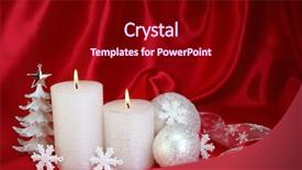  Presentation with white candles - Audience pleasing theme consisting of two white candles on red background backdrop and a crimson colored foreground