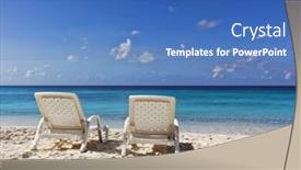  Presentation with tropical - PPT layouts featuring two-white-deckchairs-at-tropical background and a teal colored foreground