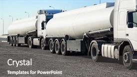  Presentation with tank truck - Beautiful slide deck featuring two white tank trucks backdrop and a gray colored foreground