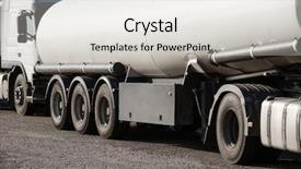  Presentation with trucks - Slide set consisting of two white tank trucks background and a light gray colored foreground