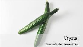  Presentation with cucumbers - Cool new PPT layouts with two-whole-green-slicing-cucumbers backdrop and a white colored foreground