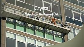  Presentation with tall building - Amazing theme having two window cleaners at work backdrop and a  colored foreground