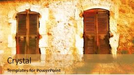  Presentation with old brick wall texture - Slides enhanced with two windows on old wall background and a yellow colored foreground