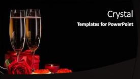  Presentation with champagne - Colorful slide deck enhanced with two-wineglasses-of-champagne-gift backdrop and a black colored foreground