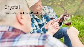  Presentation with wine tasting - Colorful PPT layouts enhanced with two-winegrowers-at-a-wine backdrop and a lemonade colored foreground