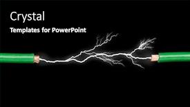  Presentation with electrical arc - Amazing presentation design having two-wires-with-electrical-arc backdrop and a black colored foreground